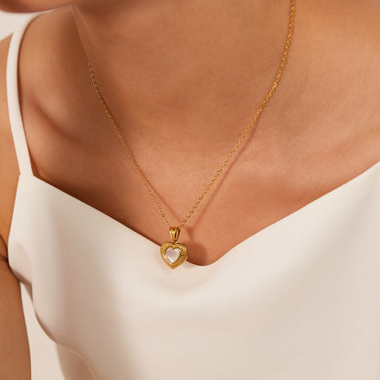 OPK GX2428 Vintage Stainless Steel Peach Heart Pendant Temperament Collarbone Necklace - Necklaces & Pendants by OPK | Online Shopping South Africa | PMC Jewellery | Buy Now Pay Later Mobicred