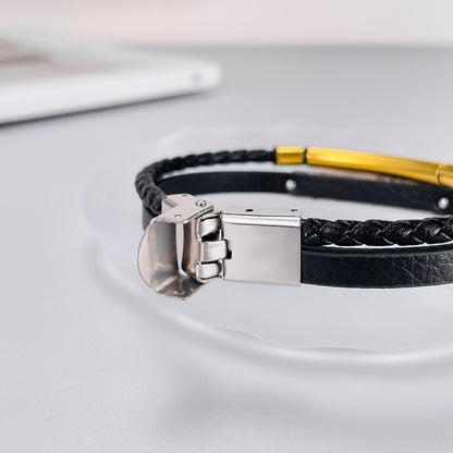 OPK PH1597 Stainless Steel Vintage Anchor Personalized Double Woven Leather Bracelet - Bracelets by OPK | Online Shopping South Africa | PMC Jewellery | Buy Now Pay Later Mobicred