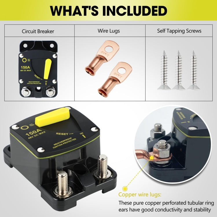 RV Yacht Manual Reset Ignition Protection Fuse Switch With Terminal Accessories, Current: 50A - Fuse by PMC Jewellery | Online Shopping South Africa | PMC Jewellery | Buy Now Pay Later Mobicred