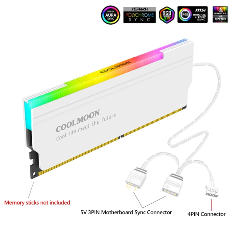 COOLMOON CM-RA1 ARGB Memory Vest Desktop Computer Memory Stick Cooling Case(White) - Fan Cooling by COOLMOON | Online Shopping South Africa | PMC Jewellery | Buy Now Pay Later Mobicred