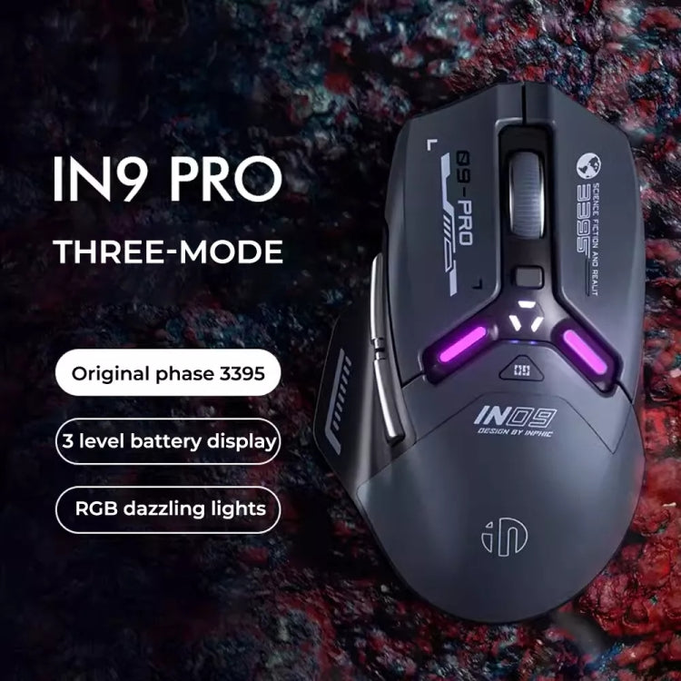 Inphic  IN9PRO-H  3 Modes Wired and Wireless Mouse PAW3395 Sensor(Black Gray) - Wireless Mice by Inphic | Online Shopping South Africa | PMC Jewellery | Buy Now Pay Later Mobicred