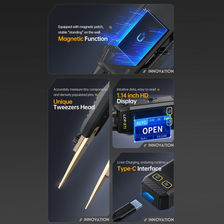 FNIRSI Digital Tweezers Resistor Capacitor Component Test Multimeter(LCR-ST1) - free shipping - PMC Jewellery - Order now!