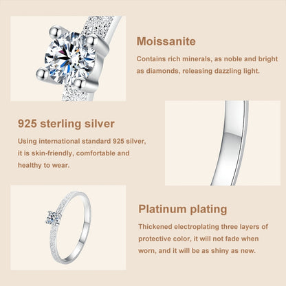 MSR058 S925 Sterling Silver Mossian Stone Ring Platinum Plating Ring(7) - Rings by PMC Jewellery | Online Shopping South Africa | PMC Jewellery | Buy Now Pay Later Mobicred