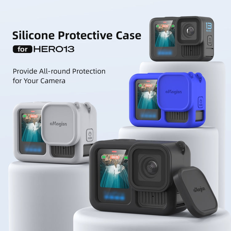 For GoPro HERO13 Black AMagisn Silicone Case Protective Cover(Black) - Silicone Cases by aMagisn | Online Shopping South Africa | PMc TechLife | Buy Now Pay Later Mobicred