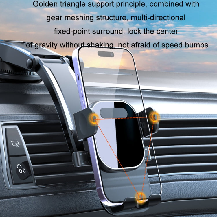 Car Suction Cup Dashboard Automatic Lock Mobile Phone Holder, Style: Brushed Waterfall Base - Car Holders by PMC Jewellery | Online Shopping South Africa | PMC Jewellery | Buy Now Pay Later Mobicred