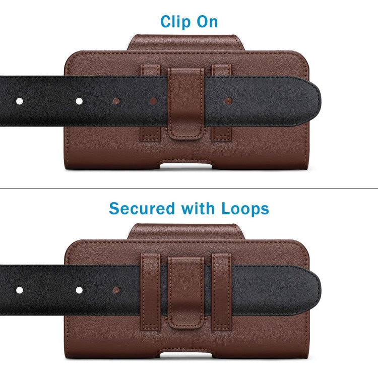 NUOKU 5.5-6.7 Inch Dual Phone Belt Clip Carrying Pouch Litchi Texture Leather Phone Case(Dark Brown) - free shipping - PMC TechLife - Order now!