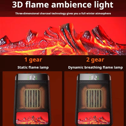 E03 Desktop PTC Heater Dynamic Flame Light Warmer UK Plug - Electric Heaters by PMC Jewellery | Online Shopping South Africa | PMC Jewellery | Buy Now Pay Later Mobicred