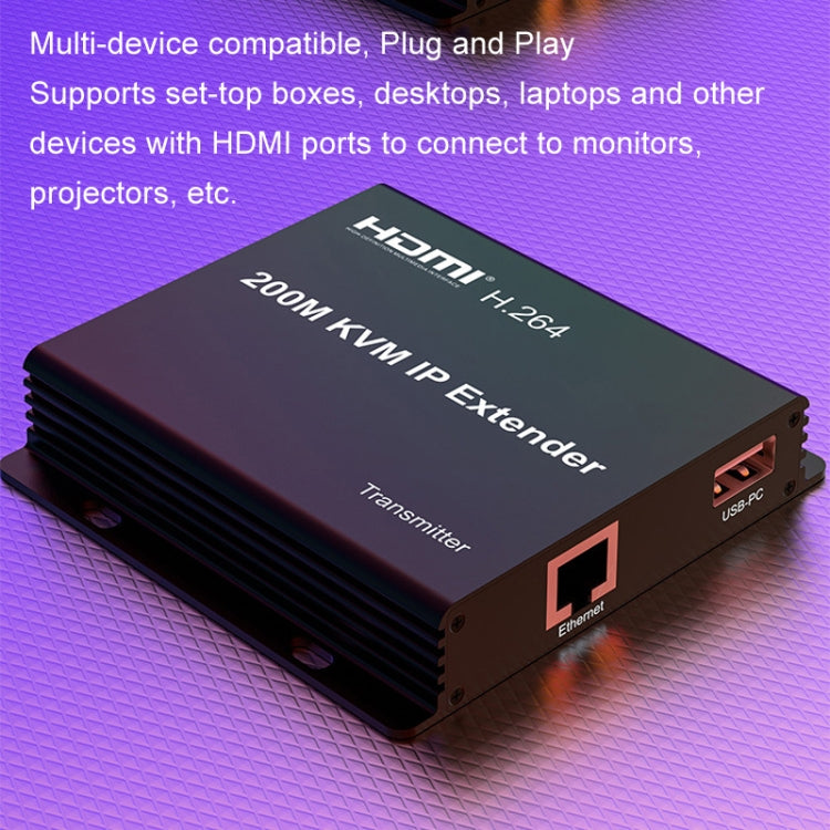 200m HDMI KVM IP Network Cable Extender H.264 Mouse Keyboard Extender EU Plug(Black) - Amplifier by PMC Jewellery | Online Shopping South Africa | PMC Jewellery | Buy Now Pay Later Mobicred