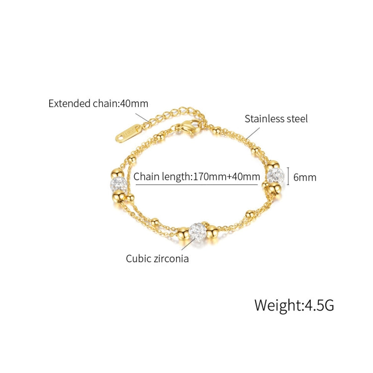 OPK 1249 Double Layer Stacking Simple Round Beads Stainless Steel Bracelet, Color: Steel Color - Bracelets by OPK | Online Shopping South Africa | PMC Jewellery | Buy Now Pay Later Mobicred