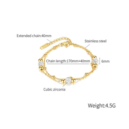 OPK 1249 Double Layer Stacking Simple Round Beads Stainless Steel Bracelet, Color: Gold - Bracelets by OPK | Online Shopping South Africa | PMC Jewellery | Buy Now Pay Later Mobicred