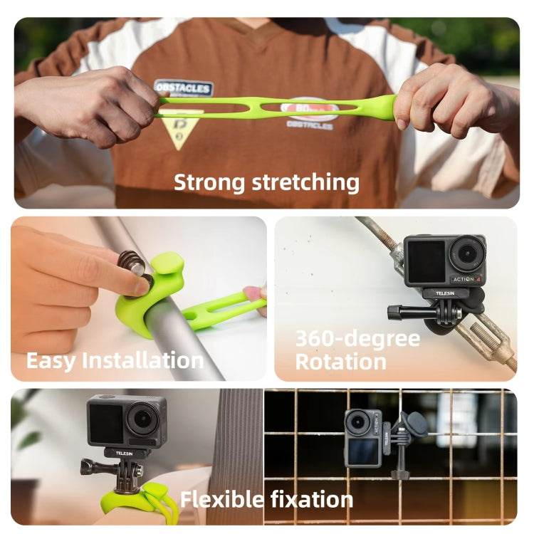 TELESIN Action Camera Mount Silicone Adjustable Mini Flexible Bracket For GoPro HERO / Insta360 / DJI Action Camera(Orange) - free shipping - PMC TechLife - Order now!