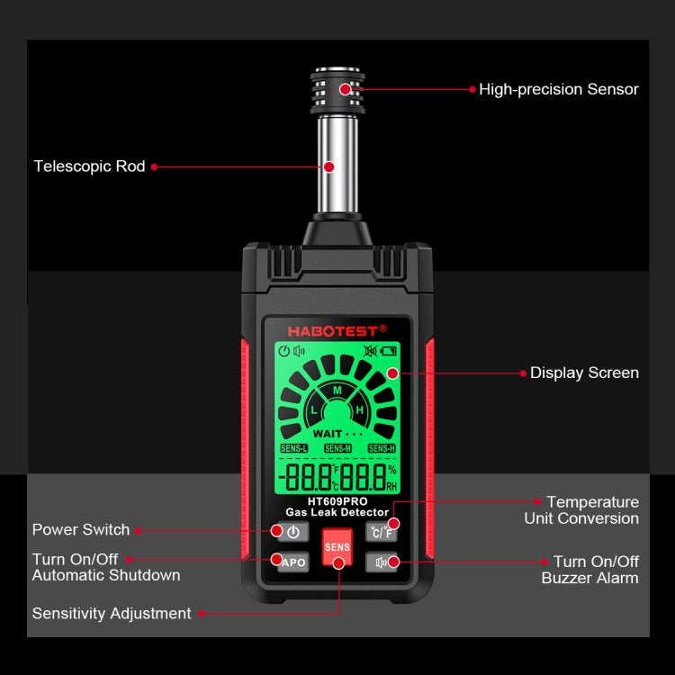 HABOTEST Combustible Gas Methane Leak Detector - Gas Monitor by HABOTEST | Online Shopping South Africa | PMC Jewellery | Buy Now Pay Later Mobicred