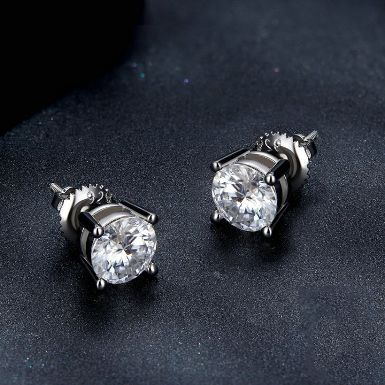 MSE003 S925 Sterling Silver Platinum-plated Four-claw Earrings, Size: S - Stud Earrings & Earrings by PMC Jewellery | Online Shopping South Africa | PMC Jewellery | Buy Now Pay Later Mobicred