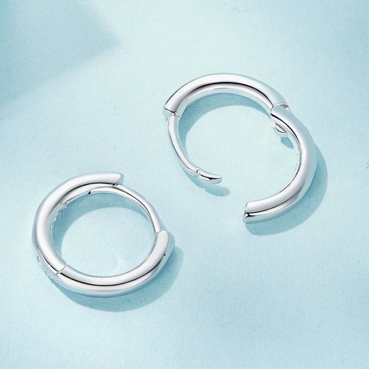 SCE1772 S925 Sterling Silver Platinum-plated Hoop Earrings, Size: S - Stud Earrings & Earrings by PMC Jewellery | Online Shopping South Africa | PMC Jewellery | Buy Now Pay Later Mobicred