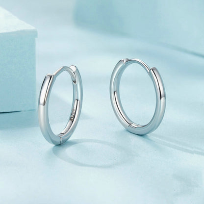 SCE1772 S925 Sterling Silver Platinum-plated Hoop Earrings, Size: S - Stud Earrings & Earrings by PMC Jewellery | Online Shopping South Africa | PMC Jewellery | Buy Now Pay Later Mobicred