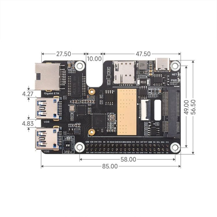 Waveshare For Raspberry Pi 5 PCIe to MiniPCIe / Gigabit Ethernet / USB 3.2 Gen1 HAT, Spec: No Accessories - Raspberry Pi Accessories by Waveshare | Online Shopping South Africa | PMC Jewellery | Buy Now Pay Later Mobicred