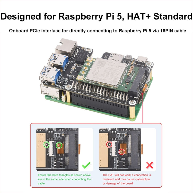 Waveshare For Raspberry Pi 5 PCIe to MiniPCIe / Gigabit Ethernet / USB 3.2 Gen1 HAT, Spec: No Accessories - Raspberry Pi Accessories by Waveshare | Online Shopping South Africa | PMC Jewellery | Buy Now Pay Later Mobicred