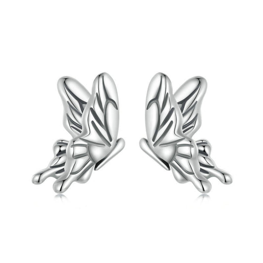 S925 Sterling Silver Three-dimensional Butterfly Earrings(SCE1762) - Stud Earrings & Earrings by PMC Jewellery | Online Shopping South Africa | PMC Jewellery | Buy Now Pay Later Mobicred