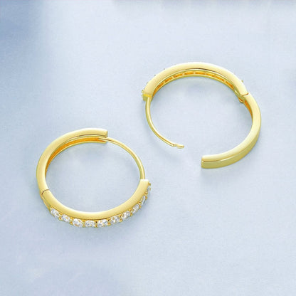 S925 Sterling Silver Gold-plated Silver Hoop Earrings Ear Ornaments, Color: Silver L - Stud Earrings & Earrings by PMC Jewellery | Online Shopping South Africa | PMC Jewellery | Buy Now Pay Later Mobicred