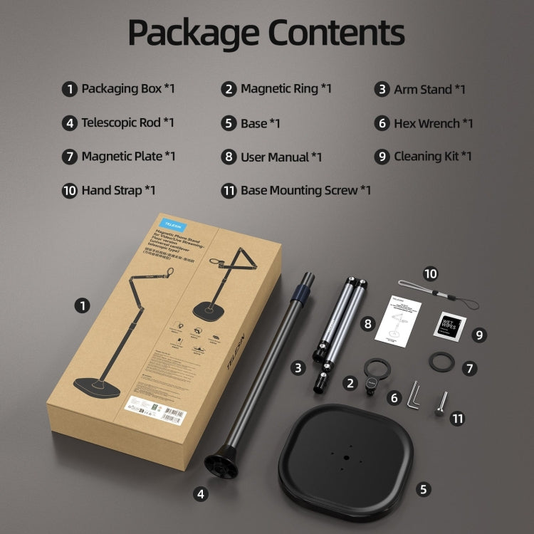 TELESIN P3-FS-01 Phone Video Live Streaming Magsafe Magnetic Mount(Floor) - Stand by TELESIN | Online Shopping South Africa | PMC TechLife | Buy Now Pay Later Mobicred