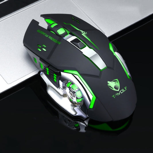 T-WOLF Q13 2.4GHz 6-keys RGB Colorful Light Gaming Wireless Mouse, Color: Single Mode Black - Wireless Mice by T-WOLF | Online Shopping South Africa | PMC Jewellery | Buy Now Pay Later Mobicred