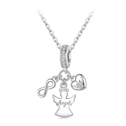 S925 Sterling Silver Platinum-plated Guardian Angel Good Luck Pendant Jewelry Beads(SCC2902) - Jewelry Accessories by PMC Jewellery | Online Shopping South Africa | PMC Jewellery | Buy Now Pay Later Mobicred