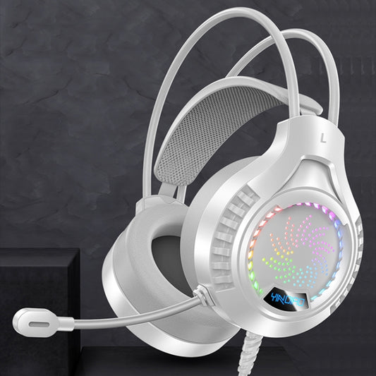 YINDIAO Q7 Colorful Light Computer Wired Headset USB Gaming Headset Dual 3.5mm + USB White - Multimedia Headset by YINDIAO | Online Shopping South Africa | PMC Jewellery | Buy Now Pay Later Mobicred