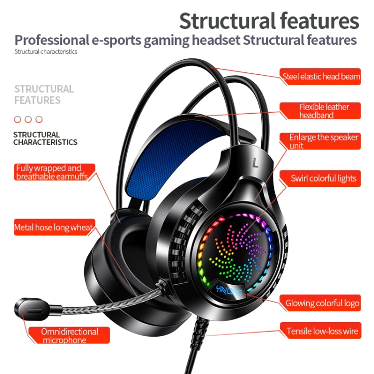 YINDIAO Q7 Colorful Light Computer Wired Headset USB Gaming Headset Dual 3.5mm + USB Black - Multimedia Headset by YINDIAO | Online Shopping South Africa | PMC TechLife | Buy Now Pay Later Mobicred