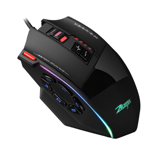 ZELOTES C13 13-keys RGB Lighting Effect Programming Macro Custom Gaming Wired Mouse(Black) - Wired Mice by ZELOTES | Online Shopping South Africa | PMC Jewellery | Buy Now Pay Later Mobicred