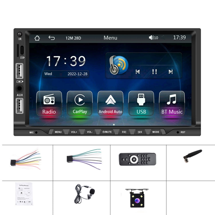 7-inch Double Din Car MP5 Player Support CarPlay/Android Auto/Mirror Link/Bluetooth With 4-light Camera - Car MP3 & MP4 & MP5 by PMC Jewellery | Online Shopping South Africa | PMC Jewellery | Buy Now Pay Later Mobicred