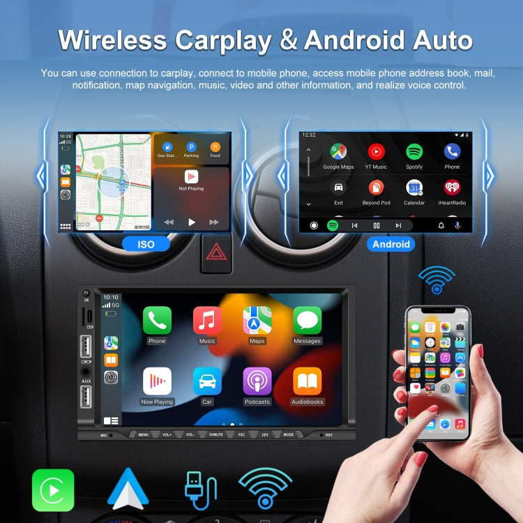 7-inch Double Din Car MP5 Player Support CarPlay/Android Auto/Mirror Link/Bluetooth Standard Edition - Car MP3 & MP4 & MP5 by PMC Jewellery | Online Shopping South Africa | PMC Jewellery | Buy Now Pay Later Mobicred