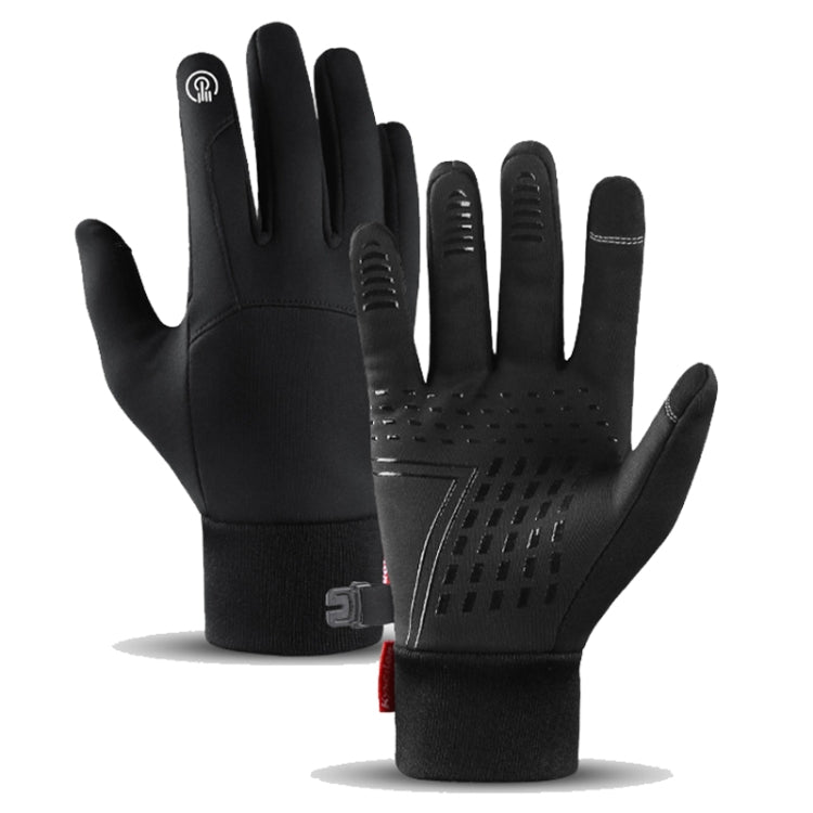 Kyncilor Waterproof Cycling Warm Gloves Two-finger Touch Screen Ultra-soft Velvet Outdoor Gloves, Size: XL(Black) - Full Finger Gloves by Kyncilor | Online Shopping South Africa | PMC TechLife | Buy Now Pay Later Mobicred