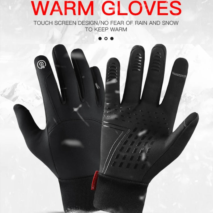 Kyncilor Waterproof Cycling Warm Gloves Two-finger Touch Screen Ultra-soft Velvet Outdoor Gloves, Size: M(Black) - Full Finger Gloves by Kyncilor | Online Shopping South Africa | PMC TechLife | Buy Now Pay Later Mobicred