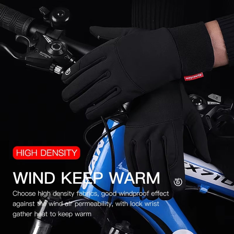 Kyncilor Waterproof Cycling Warm Gloves Two-finger Touch Screen Ultra-soft Velvet Outdoor Gloves, Size: L(Black) - Full Finger Gloves by Kyncilor | Online Shopping South Africa | PMC TechLife | Buy Now Pay Later Mobicred