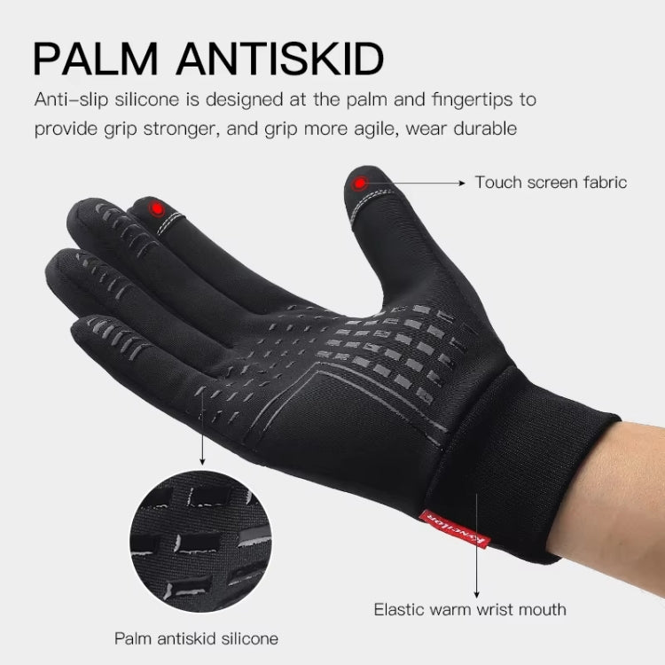 Kyncilor Waterproof Cycling Warm Gloves Two-finger Touch Screen Ultra-soft Velvet Outdoor Gloves, Size: XL(Black) - Full Finger Gloves by Kyncilor | Online Shopping South Africa | PMC TechLife | Buy Now Pay Later Mobicred