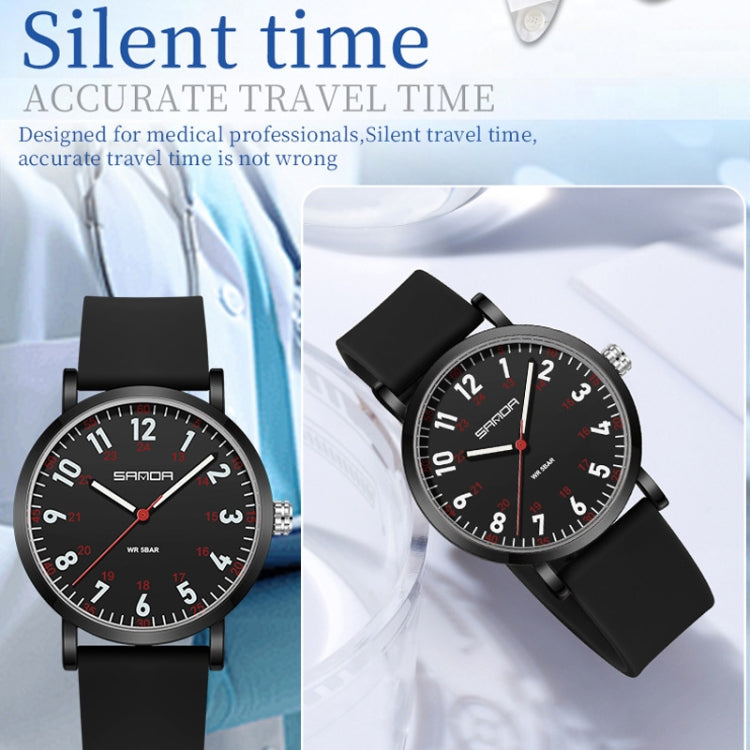 SANDA Quartz Watch Simple Temperament Casual Women Watch(Black) - Silicone Strap Watches by SANDA | Online Shopping South Africa | PMC Jewellery | Buy Now Pay Later Mobicred