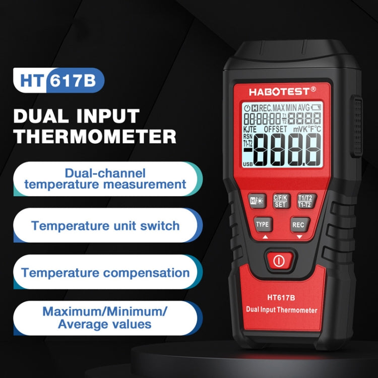 HABOTEST HT617B Digital Dual Channel Thermocouple Thermometer(Black Red) - free shipping - PMC TechLife - Order now!