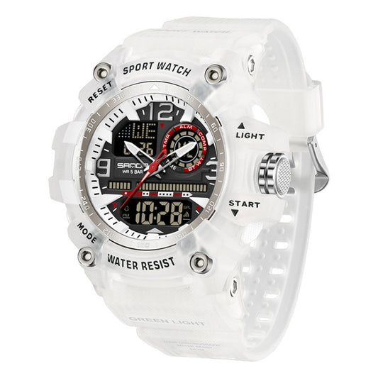 SANDA Large Dial Electronic Watch Multi-function Outdoor Sports Watch(Transparent White) - Sport Watches by SANDA | Online Shopping South Africa | PMC Jewellery | Buy Now Pay Later Mobicred