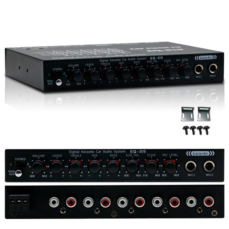 EQ-819 Car Audio Equalizer EQ Tuning Crossover Amplifier Supports Dual Microphone Input Reverberation Adjustment - Car Amplifiers by PMC Jewellery | Online Shopping South Africa | PMC Jewellery | Buy Now Pay Later Mobicred