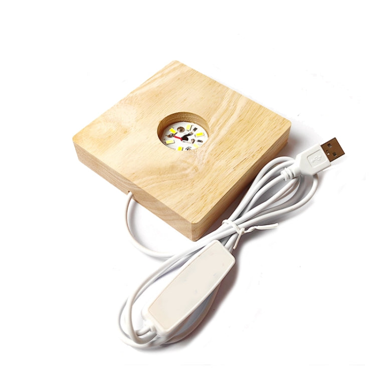 LED Light Solid Wood Luminous Base for Resin Art Acrylic Glass Lights Square 8x2cm(Three-color Light) - free shipping - PMc TechLife - Order now!