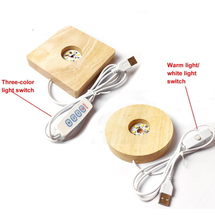 LED Light Solid Wood Luminous Base for Resin Art Acrylic Glass Lights Square 8x2cm(Three-color Light) - free shipping - PMc TechLife - Order now!