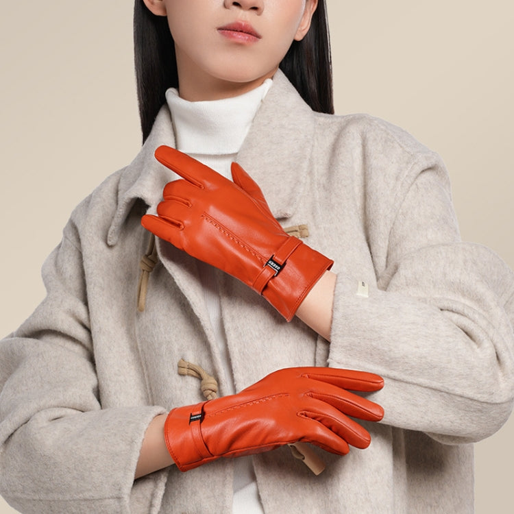 OZERO Women Sheepskin Warm Gloves with Fleece Lining Split Finger Elasticated Gloves, Size: L(Red) - free shipping - PMC TechLife - Order now!