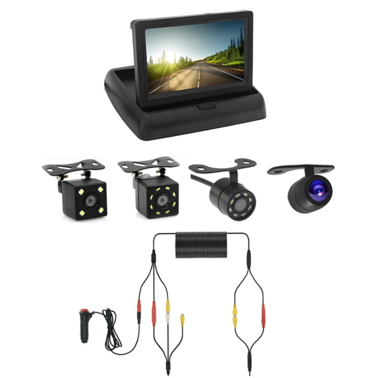 4.3 Inch Display Night Vision Waterproof Reversing Camera +7 Meter Extension Cable, Color: Detachable Screen + Butterfly 8 Light Camera - Rear View Cameras by PMC TechLife | Online Shopping South Africa | PMC TechLife | Buy Now Pay Later Mobicred
