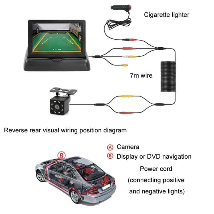 4.3 Inch Display Night Vision Water-resistant Reversing Camera +7 Meter Extension Cable, Color: Detachable Screen + External 4 Light Camera - free shipping - PMC TechLife - Order now!