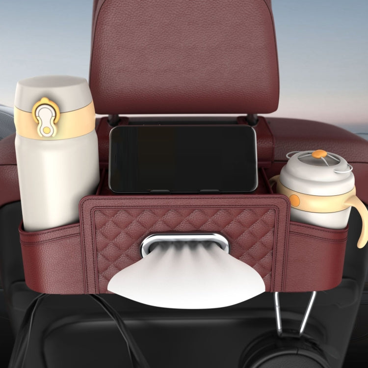 Multifunctional Car Seat Back Tissue Storage Box Hanging Bag(Brown) - Stowing Tidying by PMC TechLife | Online Shopping South Africa | PMC TechLife | Buy Now Pay Later Mobicred
