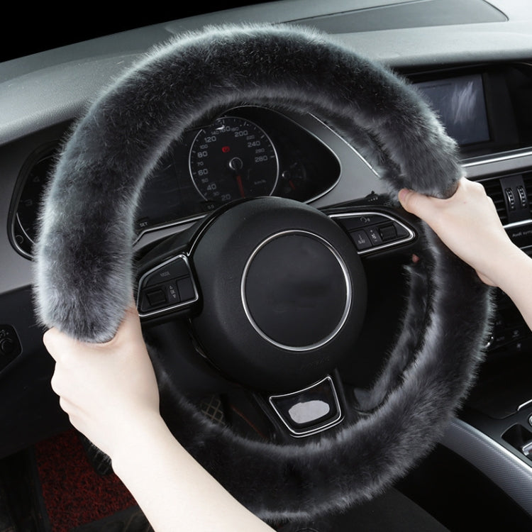 38cm Car Steering Wheel Winter Warm Short Plush Cover(O-type Black) - Steering Wheel Accessories by PMC TechLife | Online Shopping South Africa | PMC TechLife | Buy Now Pay Later Mobicred