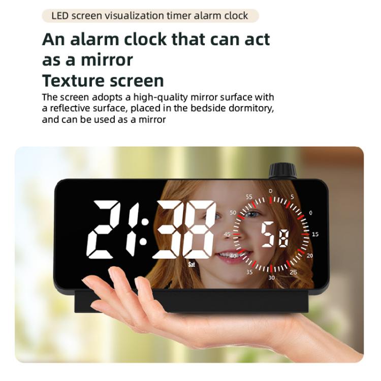Multi-Functional LED Screen Mirror Charging Alarm Clock Reminder Visual Timer(White) - Alarm Clocks by PMc TechLife | Online Shopping South Africa | PMc TechLife | Buy Now Pay Later Mobicred