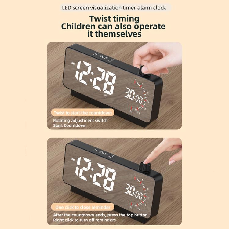 Multi-Functional LED Screen Mirror Charging Alarm Clock Reminder Visual Timer(White) - Alarm Clocks by PMc TechLife | Online Shopping South Africa | PMc TechLife | Buy Now Pay Later Mobicred