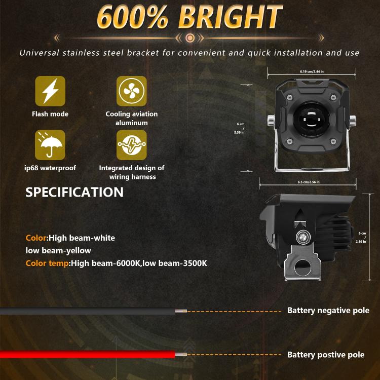Motorcycle Spotlight Strobe 6 Modes With Control Cable Set(SK1 POR) - Headlights by PMc TechLife | Online Shopping South Africa | PMc TechLife | Buy Now Pay Later Mobicred