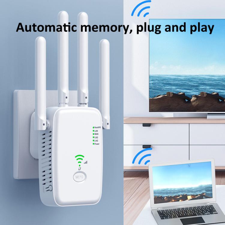 Urant U11 1200Mbps 2.4G&5.8G Wireless Repeater WiFi Signal Amplifier Support WPS Quick Setting US Plug Black - free shipping - PMC TechLife - Order now!